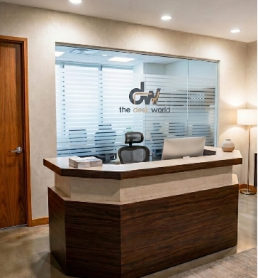 Luxurious reception of The Desk World coworking space